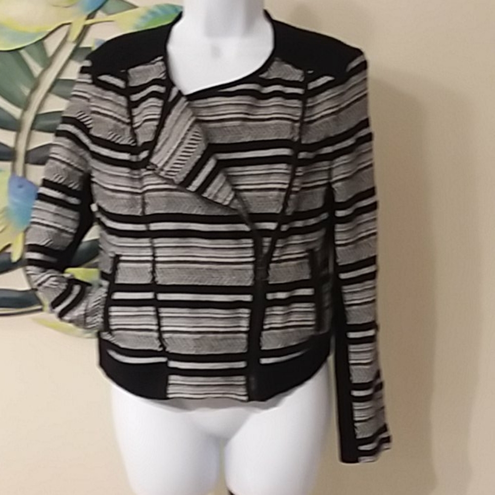 LOU&GREY Black/White Zip-Up Moto XS - Picture 2 of 8